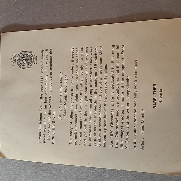 Bareuther Weihnachten 1970 Porcelain Christmas Plate - Picture 6 of 6